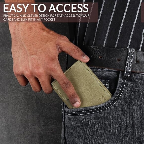 Credit Card Holder Wallet for Men Thin Bifold RFID Slim Trendy Front Pocket - Picture 5 of 7